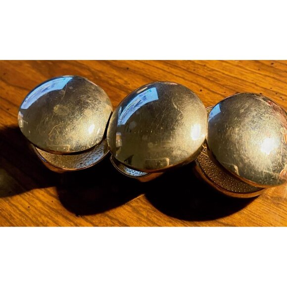 Vintage Silver Tone Domed Link Bracelet | Mid Century Modern Puffy Panel Bracele - Picture 3 of 5